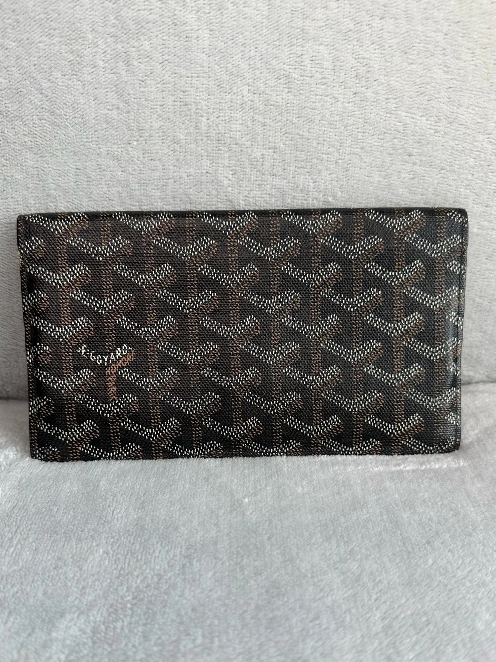 Goyard Black Goyardine Long Bifold Wallet Yellow Interior Made in France COA